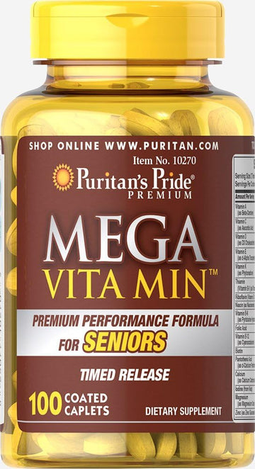Puritan'S Pride Mega Vita Min Multivitamin For Seniors Timed Release With Zinc-100 Coated Caplets