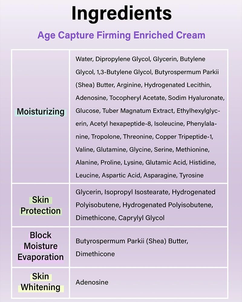 I'M Sorry For My Skin Age Capture Facial Cream, Korean Skin Care Moisturizer For Face And Neck With Hyaluronic Acid, Anti-Aging, Wrinkle Gel-Cream For Women (White - Firming Enriched Cream, 1.76 Oz)