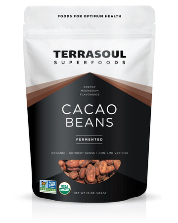Terrasoul Superfoods Raw Organic Criollo Cacao Beans, 16 Oz, Raw Chocolate Goodness for Baking, Snacking, and Homemade Chocolate Creations