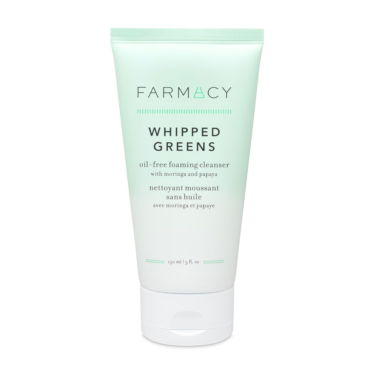 Farmacy Foaming Face Wash For Oily Skin - Whipped Greens Oil-Free Gentle Facial Cleanser + Exfoliator - Infused With Green Clay To Remove Impurities, Control Oil + Maintain Skin Hydration (150Ml)