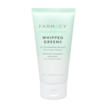 Farmacy Foaming Face Wash For Oily Skin - Whipped Greens Oil-Free Gentle Facial Cleanser + Exfoliator - Infused With Green Clay To Remove Impurities, Control Oil + Maintain Skin Hydration (150Ml)