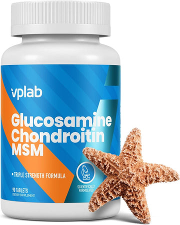 Vplab Glucosamine Chondroitin Msm Complex - Triple Strength Formula Supplement For Joint Support & Mobility - Glucosamine Sulphate 2Kcl, Chondroitin Sulphate Sodium & Methylsulfonylmethane, 90