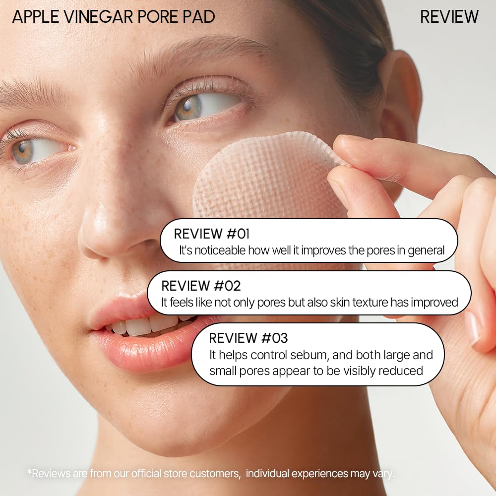 Parnell Apple Vinegar Pore Pad - Aha, Ursolic Acid, Oil, Sebum, Pore Control, Deep Cleansing Biodegradable Pads For Oily Skin (60 Pads)