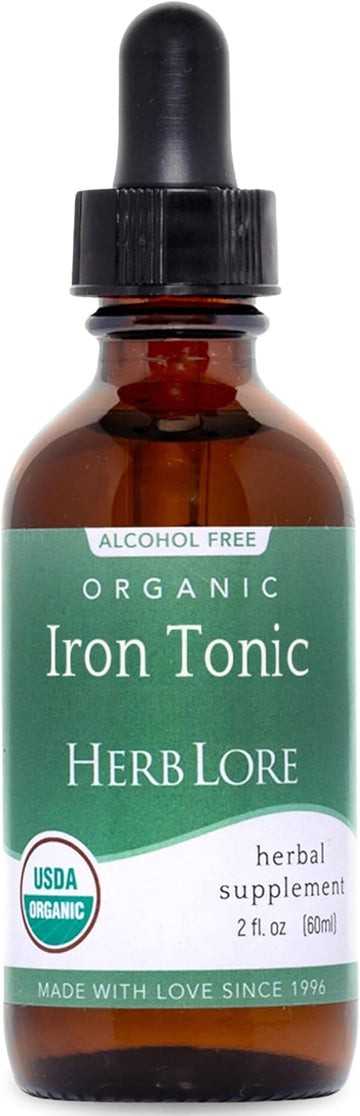 Herb Lore Iron Tonic - Organic Liquid Iron Drops Supplement For Kids & Women - Baby, Infant & Toddler Friendly - Plant Based, Vegan, Gentle, Non Constipating Herbal Tincture (4 Fl Oz)