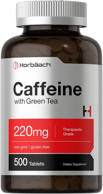 Horbäach Caffeine Pills 200Mg With Green Tea | 500 Tablets | Vegetarian, Non-Gmo & Gluten Free