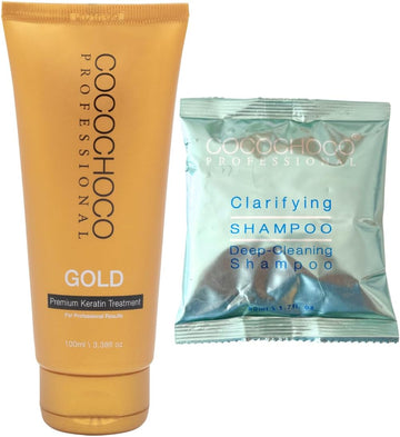 Cocochoco Professional Gold 100Ml Brazilian Blow Dry Haar Glättung Keratin Behandlung 30Ml Shampoo
