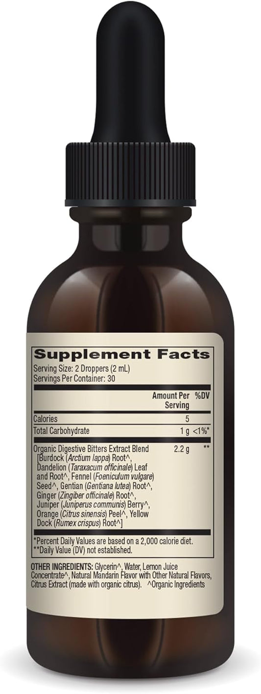 Dr. Mercola Organic Digestive Bitters Liquid Drops, 2 Fl. Oz., 30 Servings, Dietary Supplement, Digestive Support, Non-Gmo, Certified Usda Organic