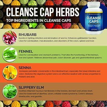 Herbal Cleanse Caps - Regular Strength | 100% Natural Laxative And Colon Cleanser