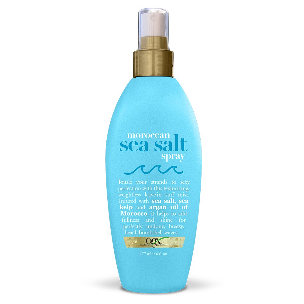 Ogx Argan Oil Of Morocco Hair-Texturizing Sea Salt Spray, Curl-Defining Leave-In Hair Styling Mist For Tousled Beach Waves And Textured Hold, Paraben-Free, Sulfate Surfactants-Free, 6 Fl Oz