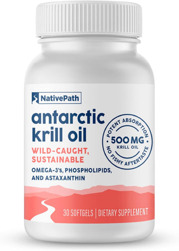 Nativepath: Antarctic Krill Oil - Wild-Caught Krill Omega-3 Fatty Acids With Epa And Dha - 30-Day Supply - Supports Your Joint, Heart, Brain And Immunity - Pure Formula, No Fishy Taste