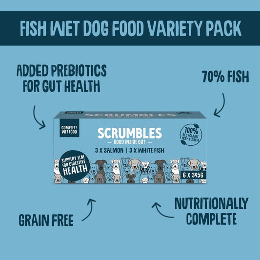 Scrumbles Natural Wet Dog Food Fish Multipack 6x 395g?WDMPF