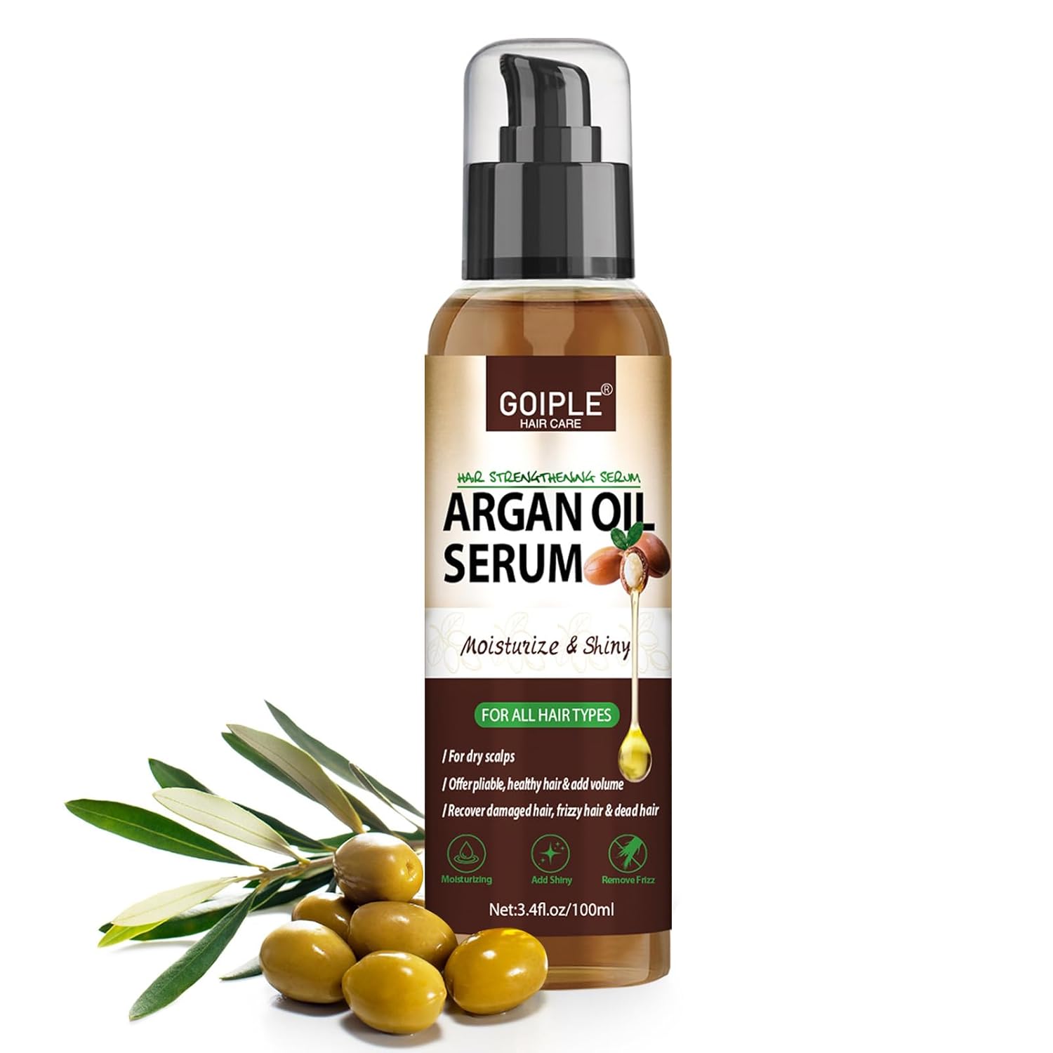 Argan Protein Hair Oil Serum Argan Oil Styling & Moisturizing Oil - Anti Frizz Control Nourishes & Repair Argan Oil For Dry Damaged Hair & Sclap Heat Protectant Serum For Shine Prevent Hair Burns