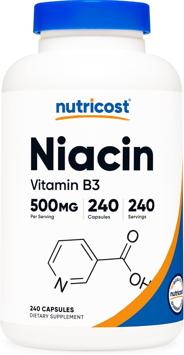 Nutricost Niacin (Vitamin B3) 500mg, 240 Capsules - with ushing, Non-GMO, Gluten Free