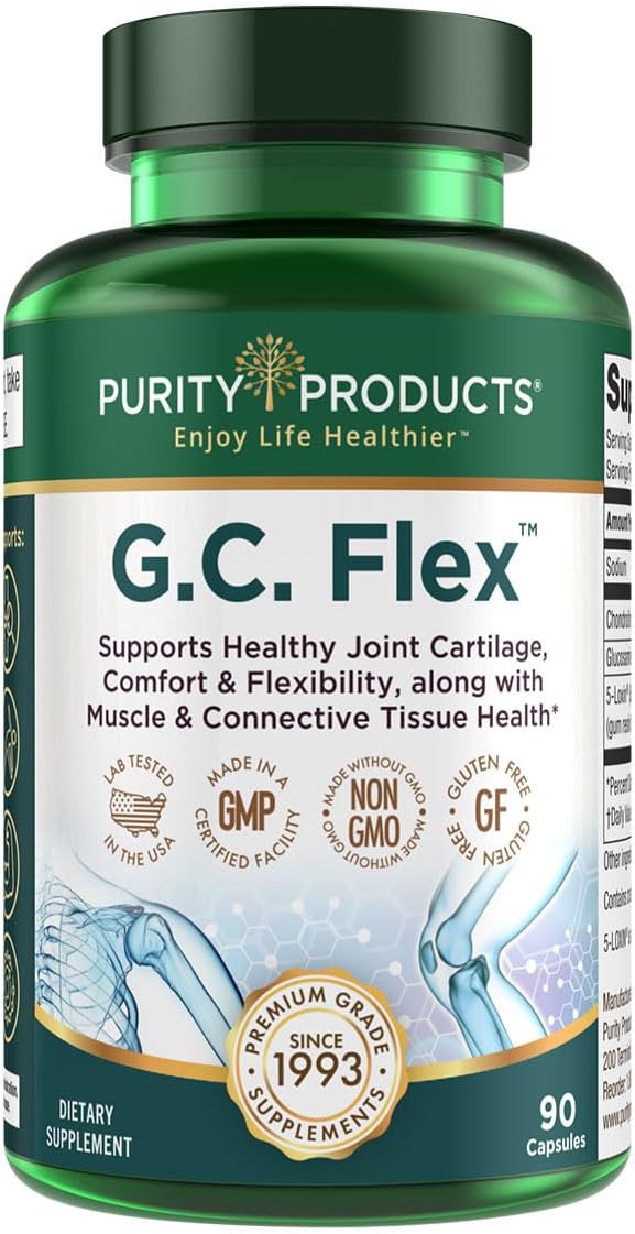 Purity Products G.C. Flex (Glucosamine and Chondroitin Sulfate Super Formula) - Supports Joint + Cartilage Health + Healthy Muscles + Connective Tissue - Promotes Joint Flexibility - 90 Capsules from