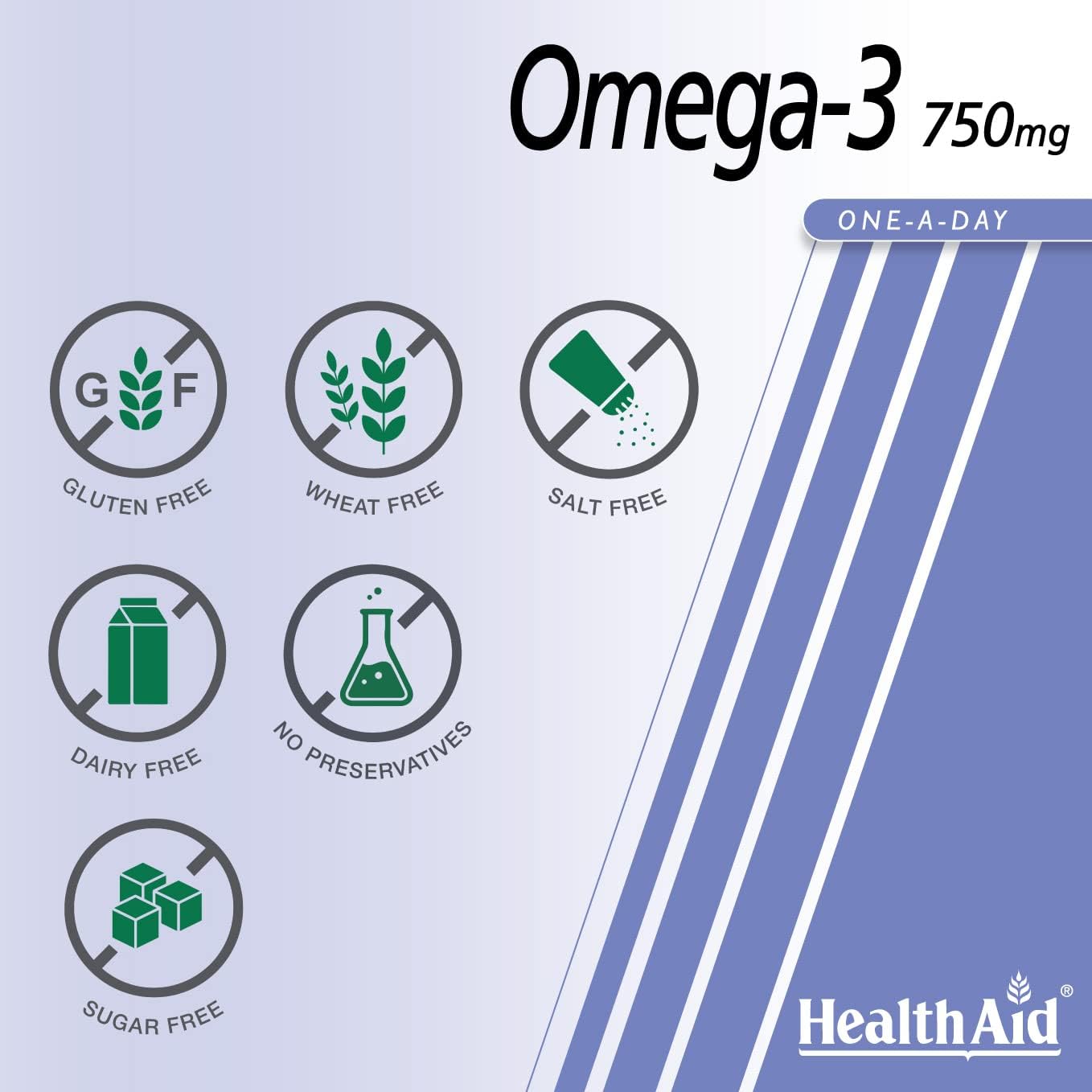 HealthAid Omega 3 750 mg - 60 Capsules, (Pack of 1)

