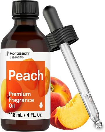 Horbäach Peach Fragrance Oil | 4 fl oz (118ml) | Premium Grade | for Diffusers, Candle and Soap Making, DIY Projects & More