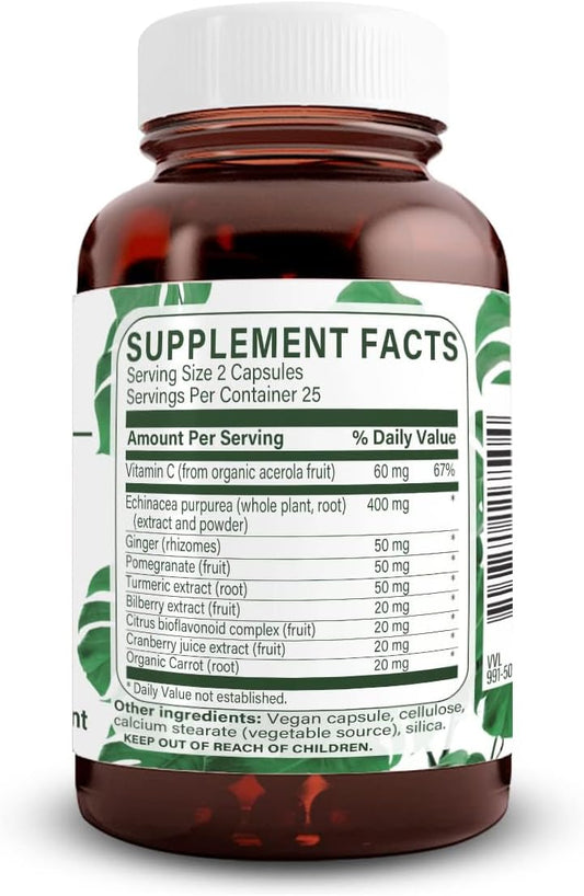 Natural Nutra Wellness And Immune Booster Herbal Extract, Ginger, Pomegranate, Turmeric, Boost Immunity, Respiratory Health, 50 Vegan Capsules