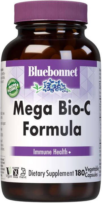 Bluebonnet Nutrition Mega Bio-C Formula Vegetable Capsules, High Potency Buffered Vitamin C, For Immune Health, Soy Free, Gluten Free, Non-Gmo, Kosher, Dairy Free, Vegan, 180 Count