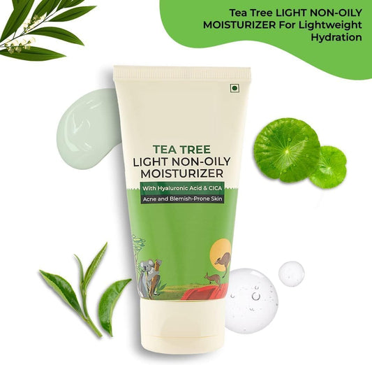 Australian Tea Tree Oil-Free Moisturizer – 80g | For Oily & Acne-Prone Skin | With Hyaluronic Acid & CICA | Lightweight, Non-Oily Face Moisturizer for Men & Women