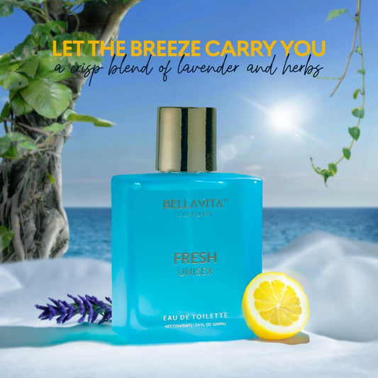 Bellavita Luxury Fresh Unisex Eau De Toilette 100Ml | Bergamot, Lavender, Vetiver & Ylang Ylang | Long-Lasting Mens & Women Toilette With Premium Perfume Oils | Luxury Refreshing Fragrance