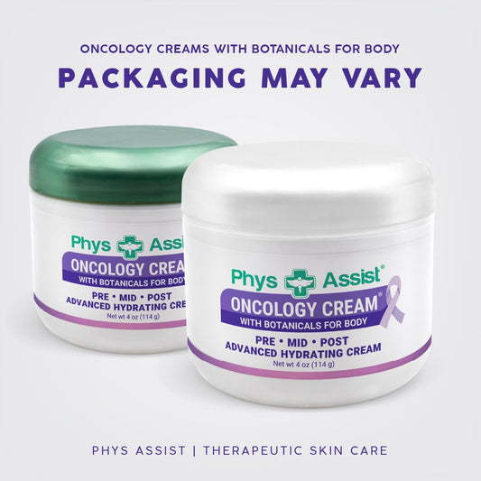 PhysAssist Oncology Cream 4 oz plus Lip Balm. Hydrates and Pampers Stressed skin. Made with a blend of natural Botanicals. Clinically Tested, Non Irritant