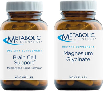 Metabolic Maintenance Brain Cell + Magnesium Glycinate - Citicoline, DMAE, Phosphatidylserine + Ginkgo for Memory + Focus (60 Caps), Supports Calm, Mood, Muscle + Cardiovascular Health (180 Caps)