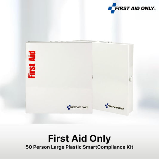 First Aid Only 50-Person Smartcompliance First Aid Kit For Businesses, Ansi A+ Compliant Metal First Aid Cabinet With Medications, 241 Pieces