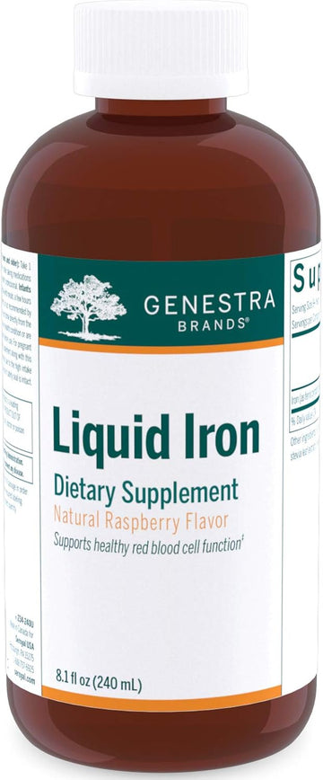 Genestra Brands Liquid Iron | Colloidal Mineral Supplement | Natural Raspberry Flavor | 8.1 Fl. Oz