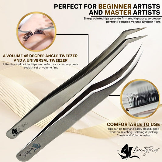 90 Degree Lash Tweezers For Eyelash Extensions - Stainless Steel Curved Tweezers For Eyelash - Lash Extension Kit With Sharp Tweezer – Lash Tool For Lash Extension - Gold