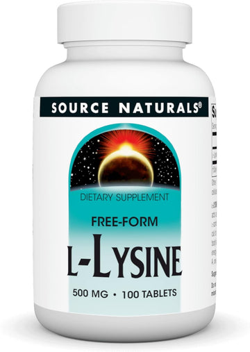 Source Naturals L-Lysine 500 Mg Free Form -Amino Acid Supplement Supports Energy Formation & Collagen* - 100 Tablets