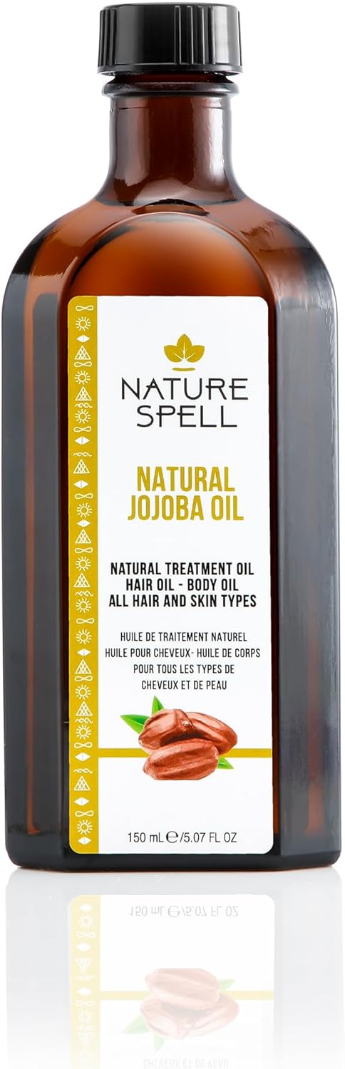 Nature Spell Jojoba Oil For Hair & Skin 150Ml – Hair Oil For Dry Damaged Hair - Targets Hair Loss, Acne & Treats Scarring - Suitable All Hair & Skin Types