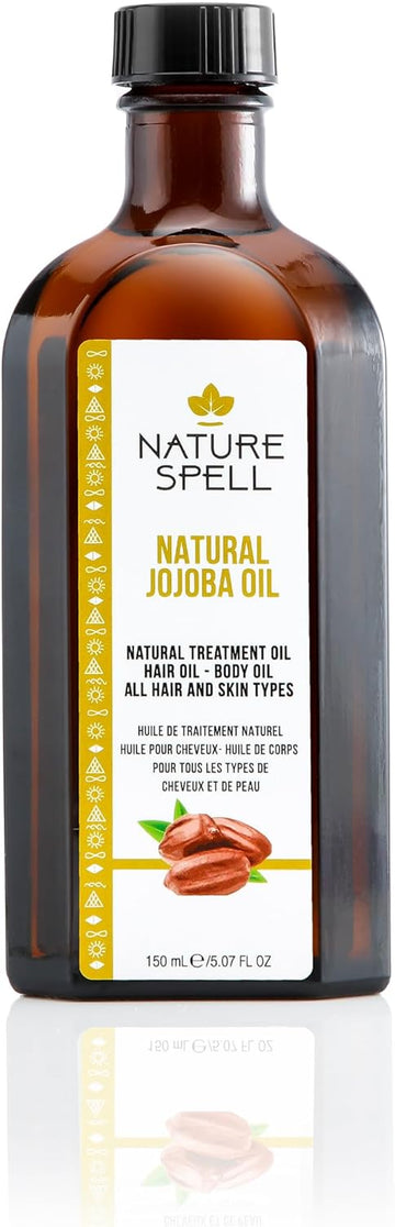 Nature Spell Jojoba Oil For Hair & Skin 150Ml – Hair Oil For Dry Damaged Hair - Targets Hair Loss, Acne & Treats Scarring - Suitable All Hair & Skin Types