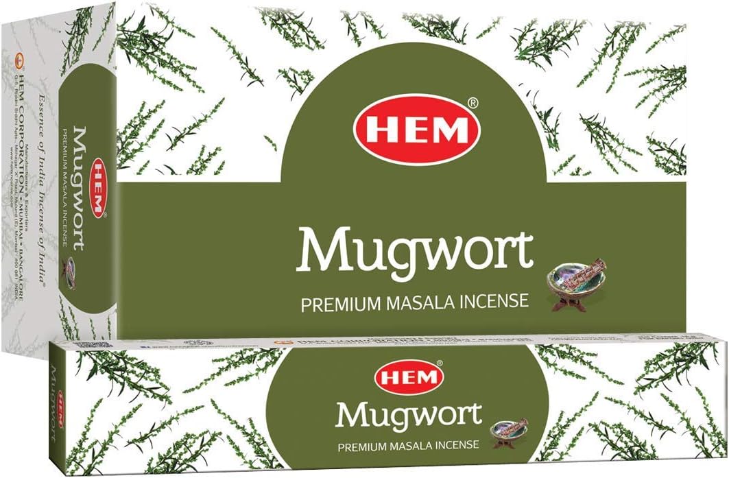 Hem Mugwort Natural Masala Relaxing Incense Sticks (12 Packets 15G Each) | Natural Fragrance For Aromatic Rooms | Aromatherapy Incense For Meditations & Stress Relief