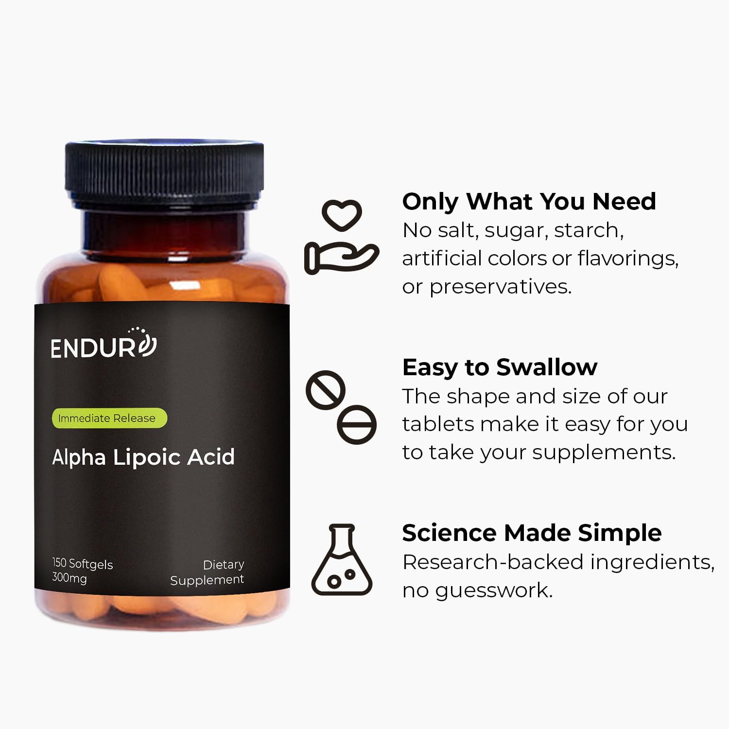 Endurance Products Alpha Lipoic Acid 300Mg (150 Softgels) : Health & Household
