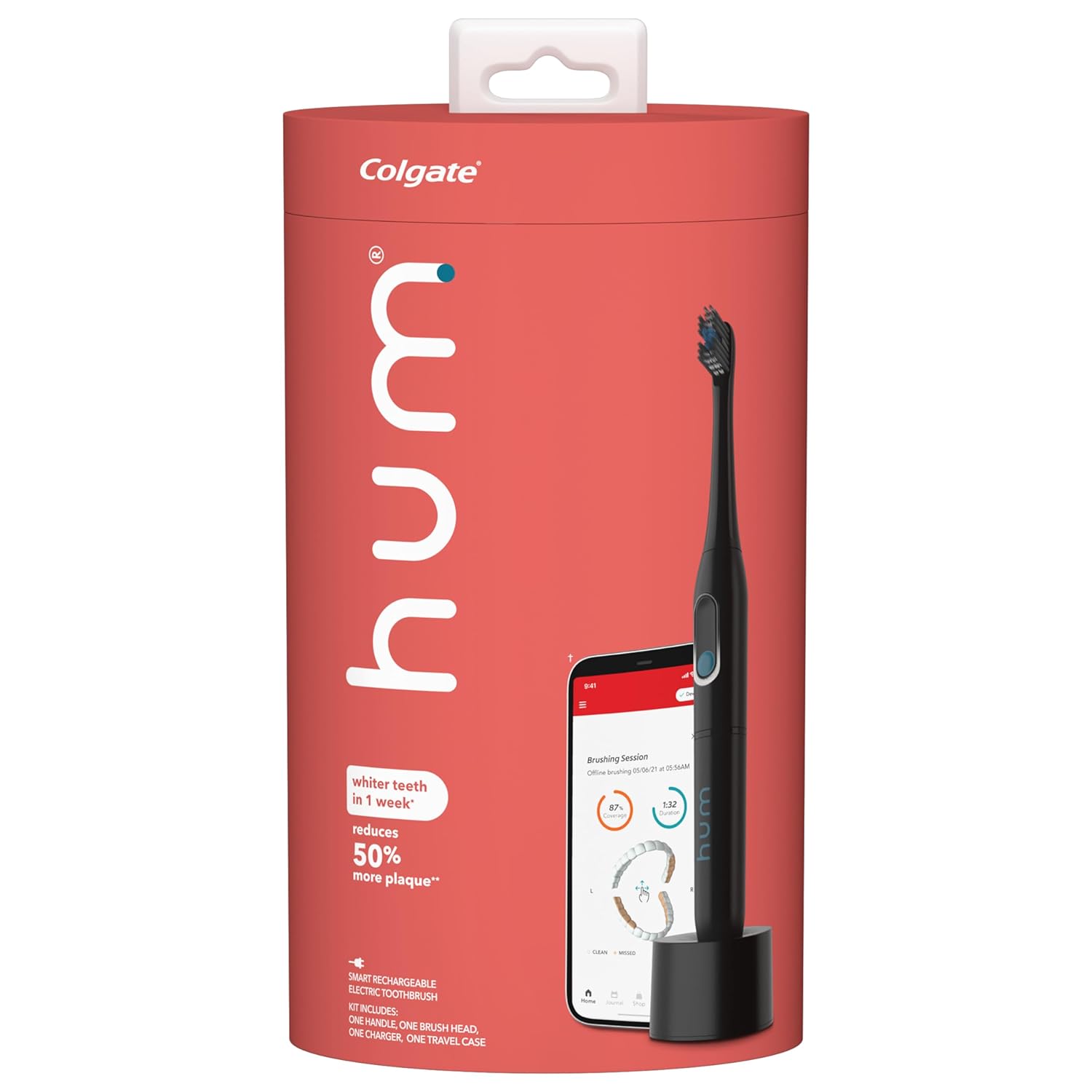 hum by Colgate Smart Rechargeable Electric Toothbrush Kit, Black, Unisex-Adults