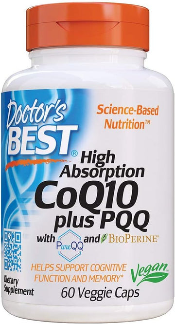 Doctor's Best High Absorption CoQ10 Plus PQQ, Gluten Free, Naturally Fermented, Vegan, Heart Health & Energy Production, 60 Veggie Caps