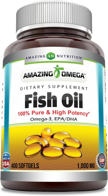 Amazing Omega Fish Oil 1000 mg Softgels Supplement | Omega-3, 180 mg E