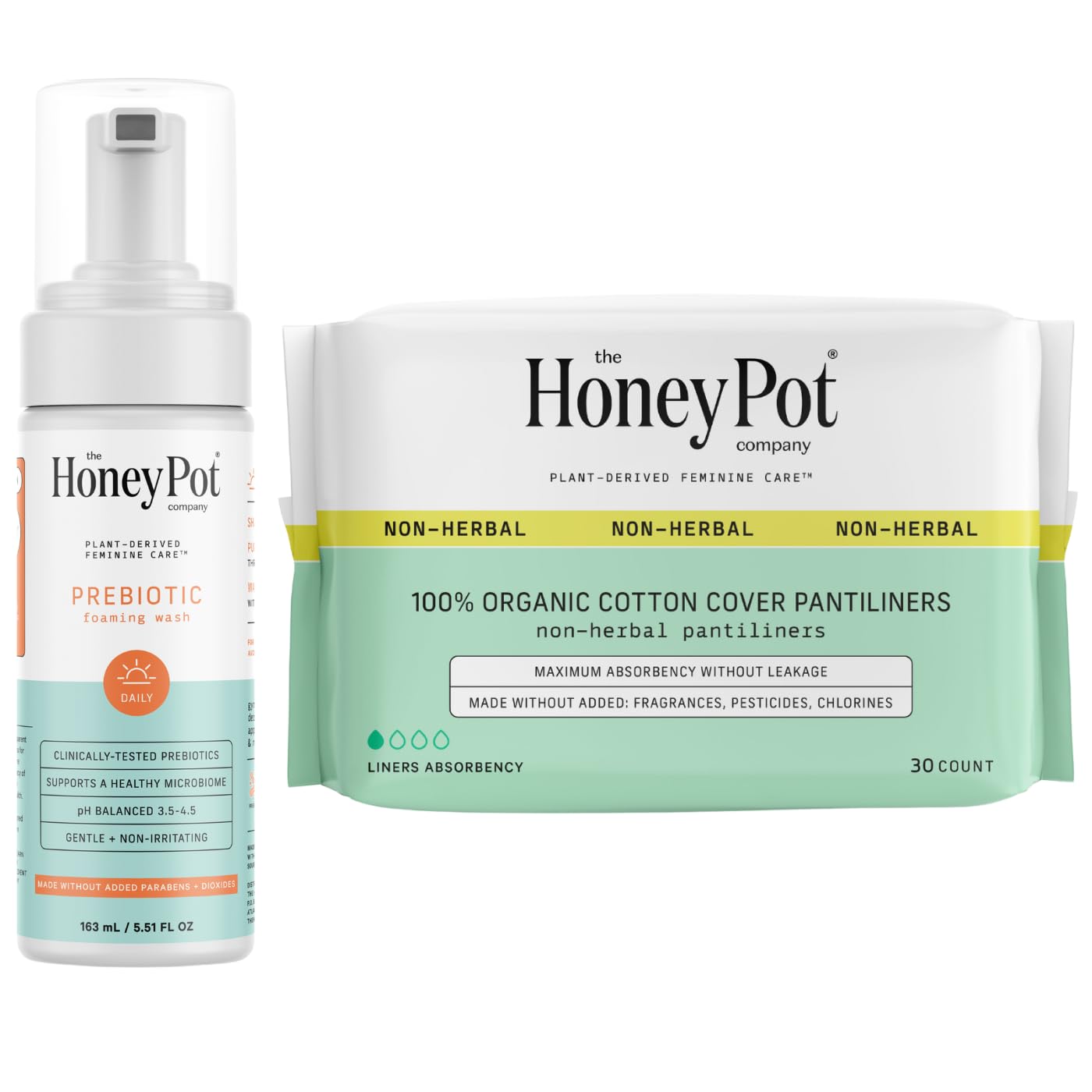 The Honey Pot Company - Prebiotic Feminine Wash & Non-Herbal Liners Bundle - Ph Balanced Natural Hygiene Feminine Products - Sanitary Pads For Women - Feminine Care - Fsa & Hsa Eligible