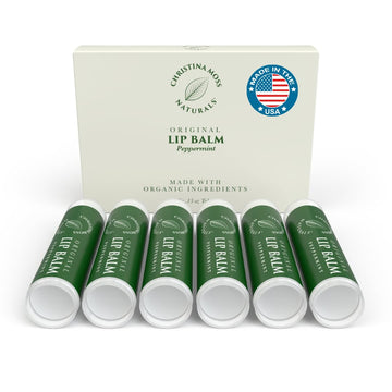 Peppermint Oil Lip Balm Bulk - Dry Cracked Lips - Organic Beeswax Lip Balm - Lip Repair For Severely Chapped Lips - Hydrating Moisturizer Lip Care Products - 6 Pack Set For Kids, Women, Men