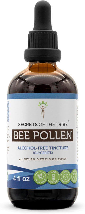 Secrets Of The Tribe Bee Pollen Tincture Alcohol-Free Extract, High-Potency Herbal Drops, Tincture Made From Bee Pollen (Bee Pollen) 4 Oz
