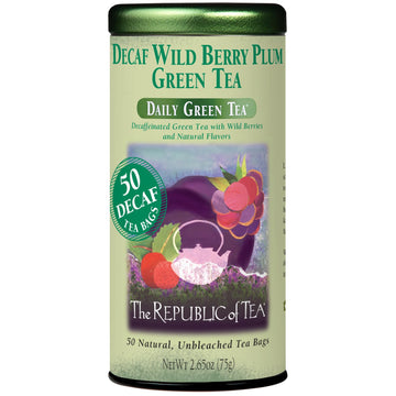 The Republic Of Tea - Decaf Wild Berry Plum Green Tea, 50 Tea Bags, Tin | Fruit Tea | Decaffeinated