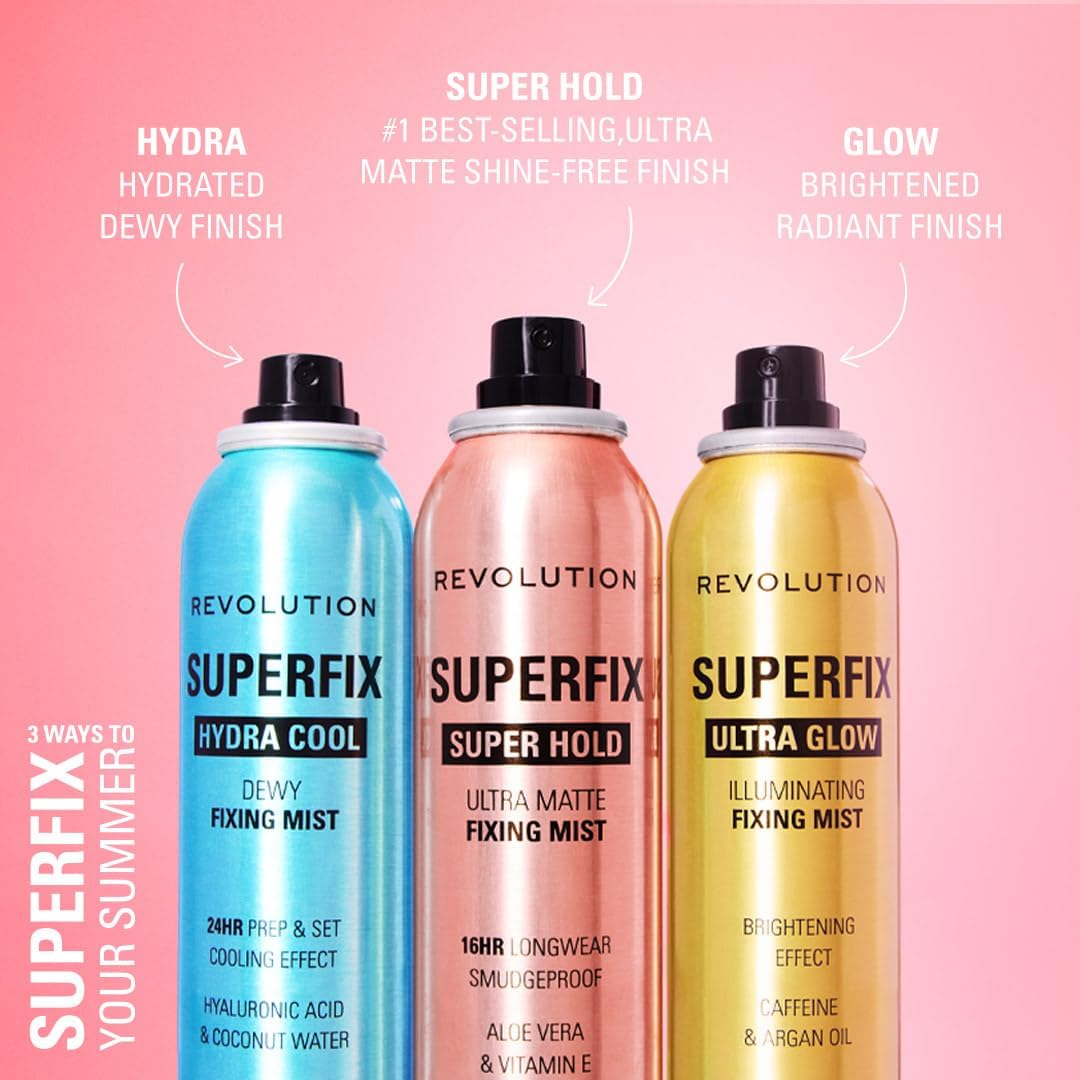 Revolution, Superfix Hydra Cool Prep + Fix Continuous Fixing Mist, Hydrating Face Spray for Makeup, Infused with Aloe Vera, Vegan & Cruelty Free, 150ml : Amazon.co.uk: Beauty