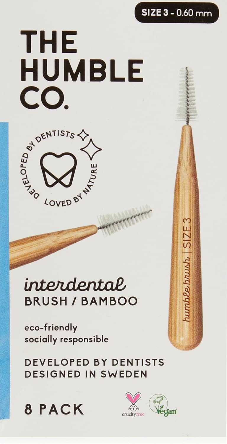 The Humble Co. - Interdental Brushes - Size 3-0,6 Mm - Developed By Dentists - Designed In Sweden - Teeth Cleaning - Vegan & Cruelty-Free - 8P