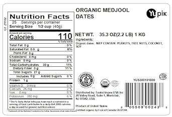 Yupik Organic Dry Fruits, Medjool Dates, 2.2 lb, Non-GMO, Vegan, Gluten-Free, Pack of 1