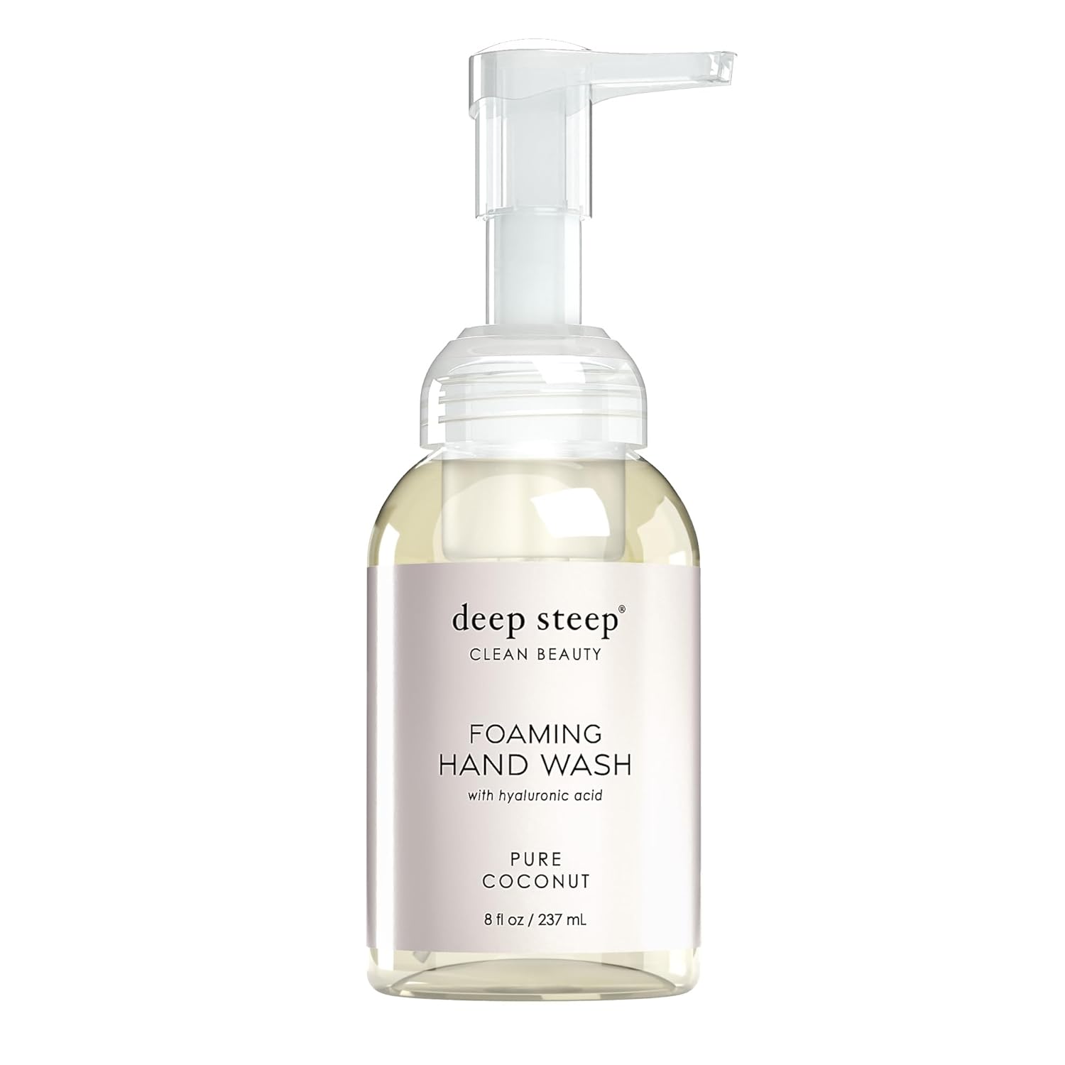 Deep Steep Foaming Hand Wash, Pure Coconut, 8 Oz – Gentle Cleanser With Aloe, Argan Oil, Shea Butter & Hyaluronic Acid – Vegan, Clean Beauty, Soft & Hydrated Hands