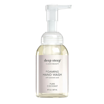 Deep Steep Foaming Hand Wash, Pure Coconut, 8 Oz – Gentle Cleanser With Aloe, Argan Oil, Shea Butter & Hyaluronic Acid – Vegan, Clean Beauty, Soft & Hydrated Hands