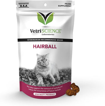 VetriScience Hairball Remedy for Cats - 60 Chews - Cat Supplements & Vitamins for Hairball Control and Digestive Support?