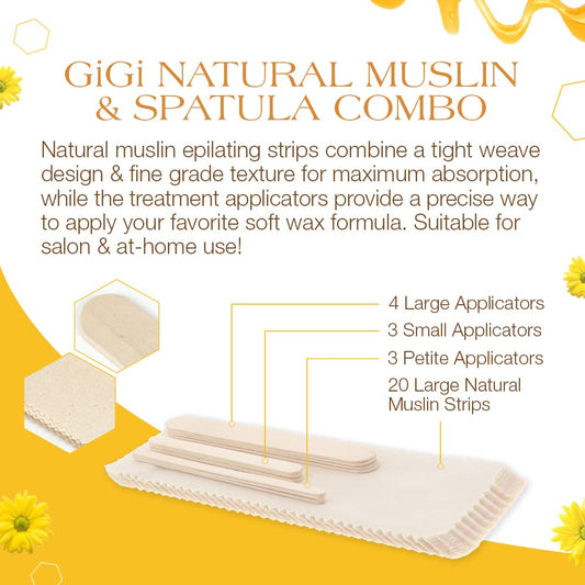 GiGi Natural Muslin and Wax Applicator Combo