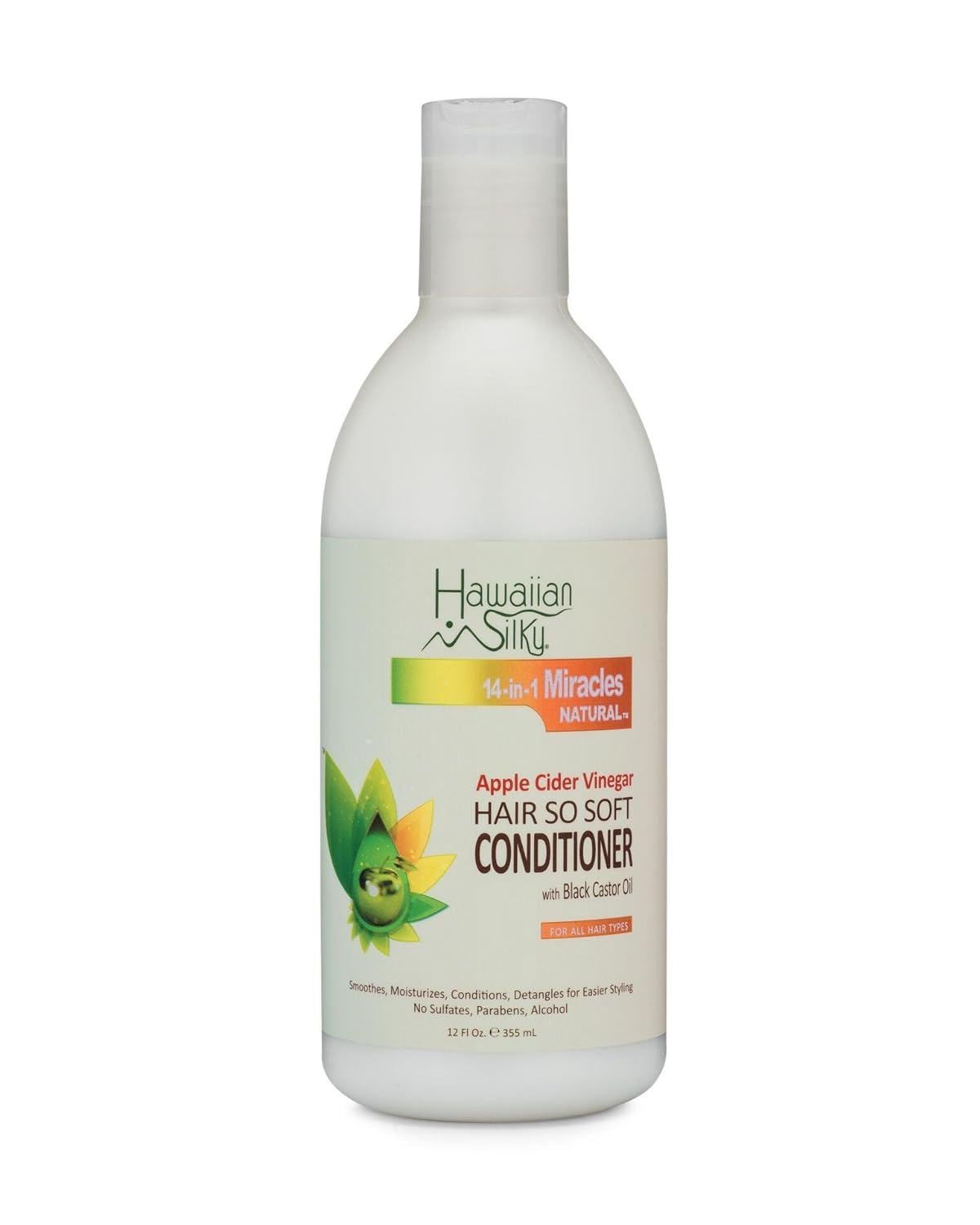 Hawaiian Silky Hawaiian silky 14-in-1 miracles hair so soft conditioner with black castor oil 12 fluid ounce, White, 12 Fl Ounce