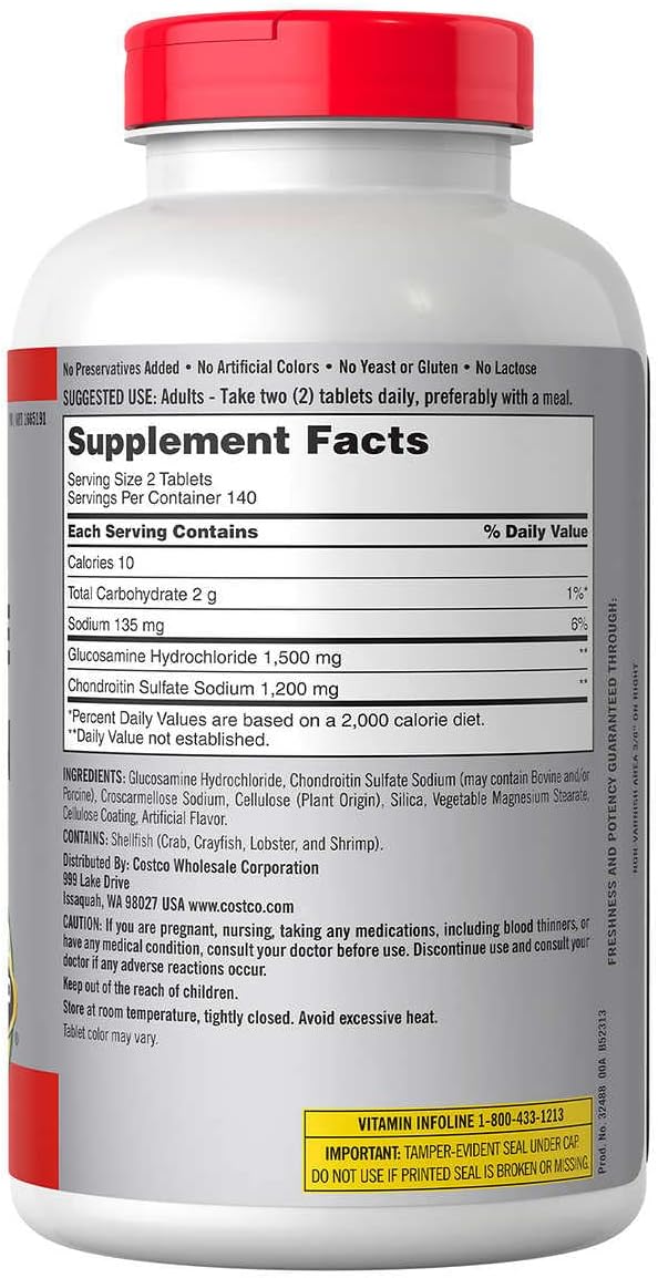 Kirkland Signature Glucosamine & Chondroitin, 280 Tablets